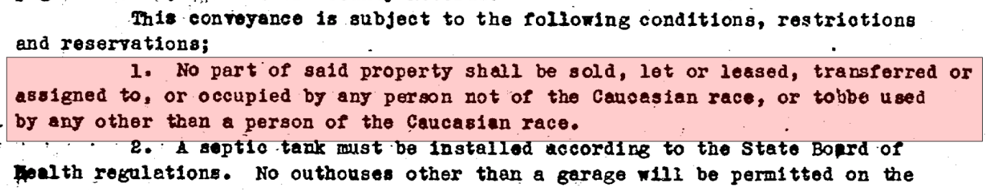 Example of a racial covenant document